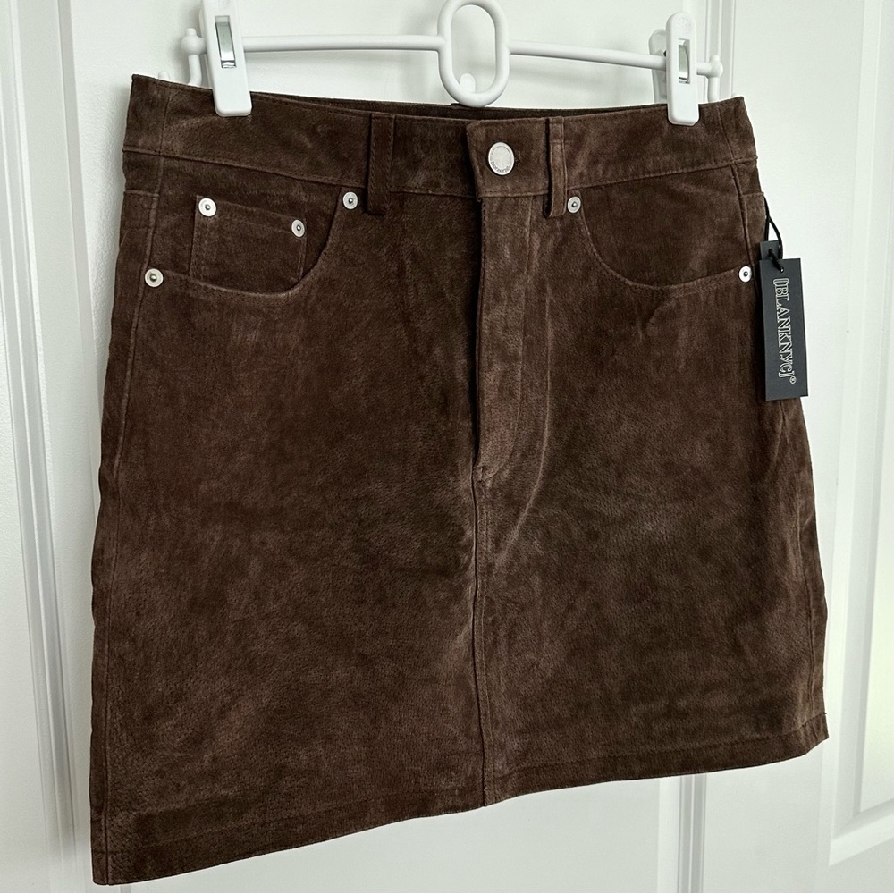 Trending Chocolate Brown Genuine Suede Leather Fall Mini Skirt - Picture 1 of 15
